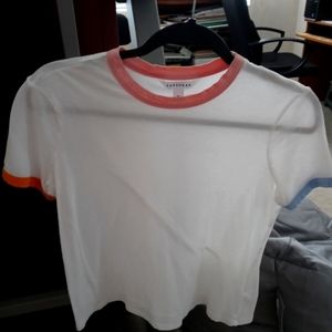 Popsugar White tee with multicolor sleeves